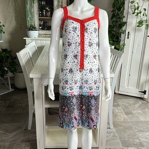 Vintage Adorable And Colorful 50s button down Sheath Dress floral S/M